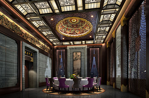 石柱低调奢华的新中式酒店设计效果图