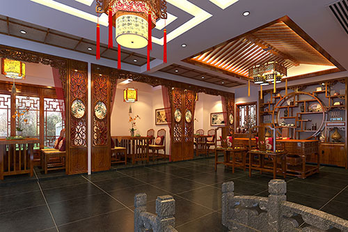 石柱优雅恬淡中式茶叶店装修设计效果图