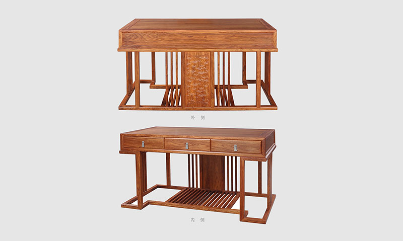 石柱 别墅中式家居书房装修实木书桌效果图